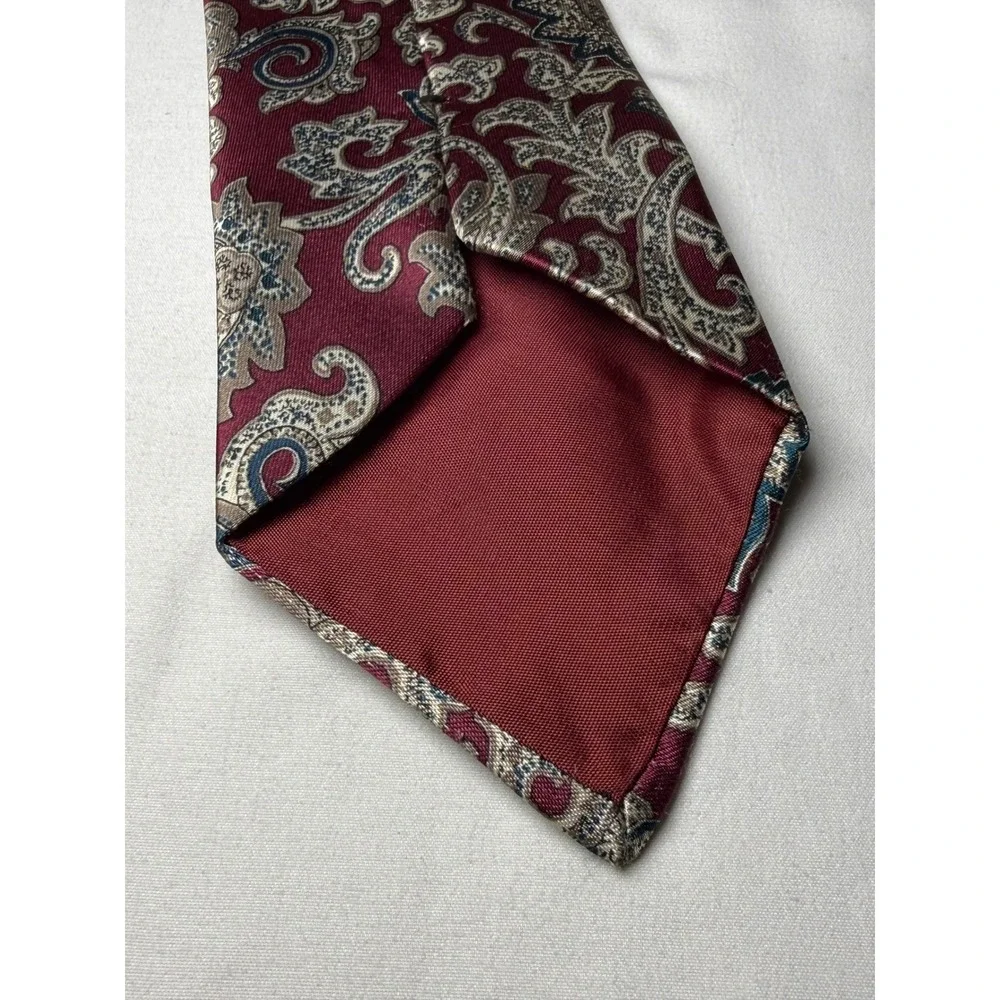 615 Collection Paisley Silk Blend Necktie Burgundy Blue‎ Beige Men's Formal